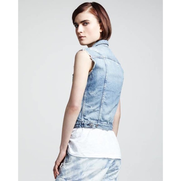 rag & bone Distressed Frayed Denim Vest Light Wash Size S - Picture 2 of 8